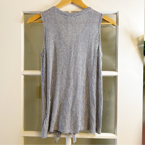 Rachel Zoe Women's Linen Blue & White Striped Sleeveless Top (Size Small) - Picture 2 of 5